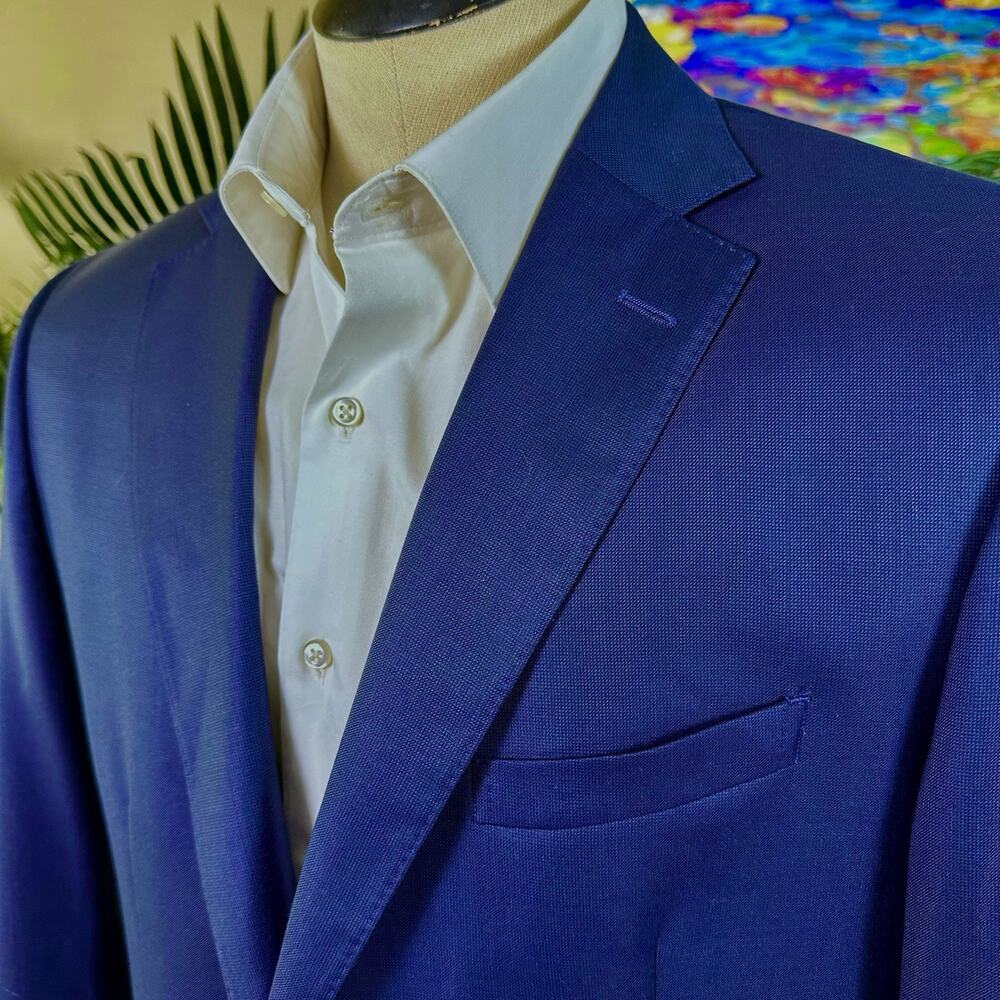 Massimo Dutti Men 46R Sportcoat Super 130s Wool Tonal deep blue